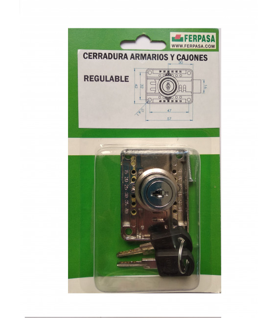 Cerradura Armarios y Cajones Regulable