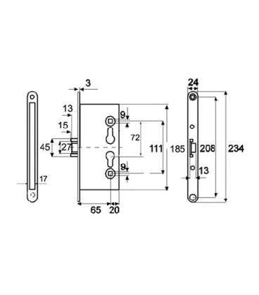 Cerradura puerta cortafuegos reversible