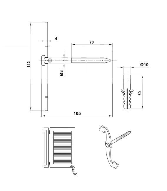 Retenedor Contraventana Espiral (2UDS)