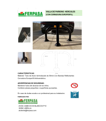 VALLA PARKING CON CERRADURA NEGRA