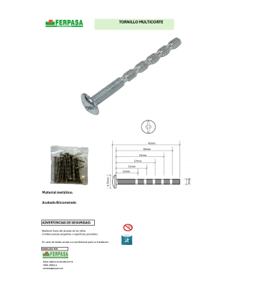 Tornillo Multicorte Bolsa 20 ud.