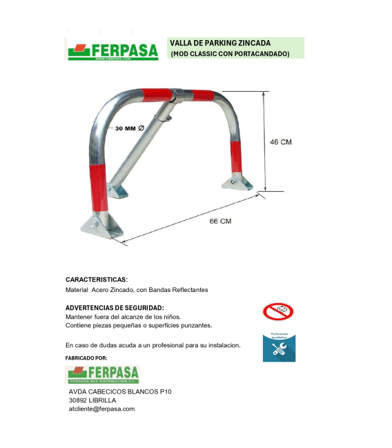 VALLA PARKING ZINCADA CON PORTACANDADO (PACK 2)