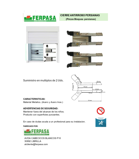 Pinzas Antirrobo Persianas