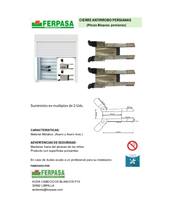 Pinzas Antirrobo Persianas