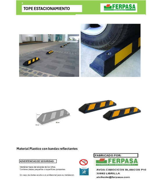 TOPE ESTACIONAMIENTO 600X120X100 PACK 2 UDS.