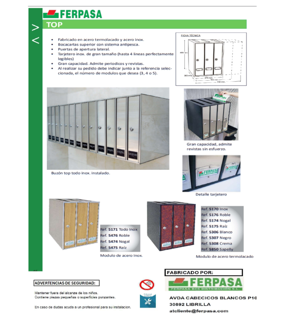 Buzón Top Frontal Acero