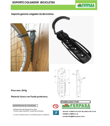 Soporte colgador Bici individual