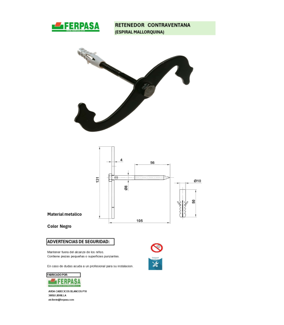 Retenedor Contraventana Espiral (2UDS)