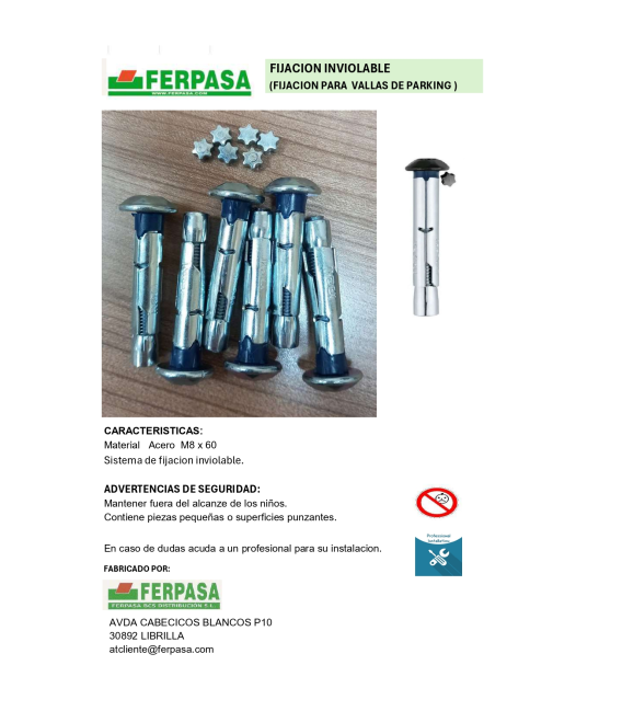 Fijaciones inviolables 6 Uds