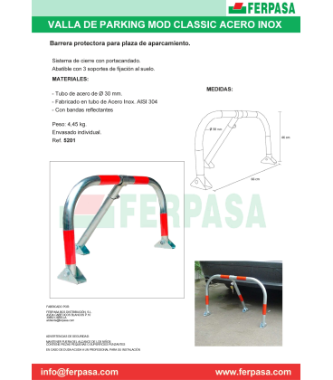 VALLA PARKING  MOD CLASSIC INOX C/PORTACANDADO