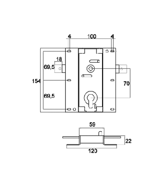 Cerradura puerta basculante ancha