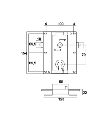 Cerradura puerta basculante ancha