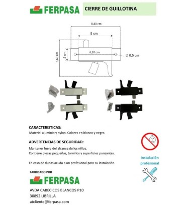 PASADOR CIERRE GUILLOTINA JUEGO