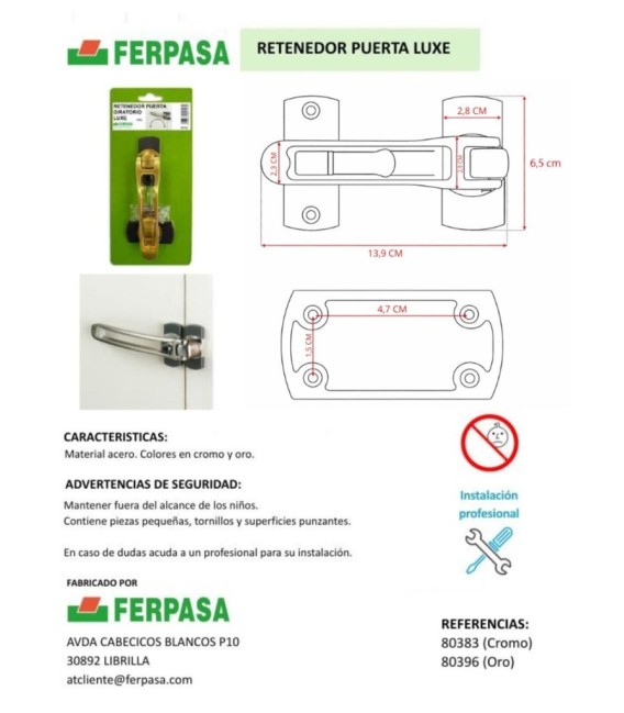 Retenedor Giratorio Puerta Luxe