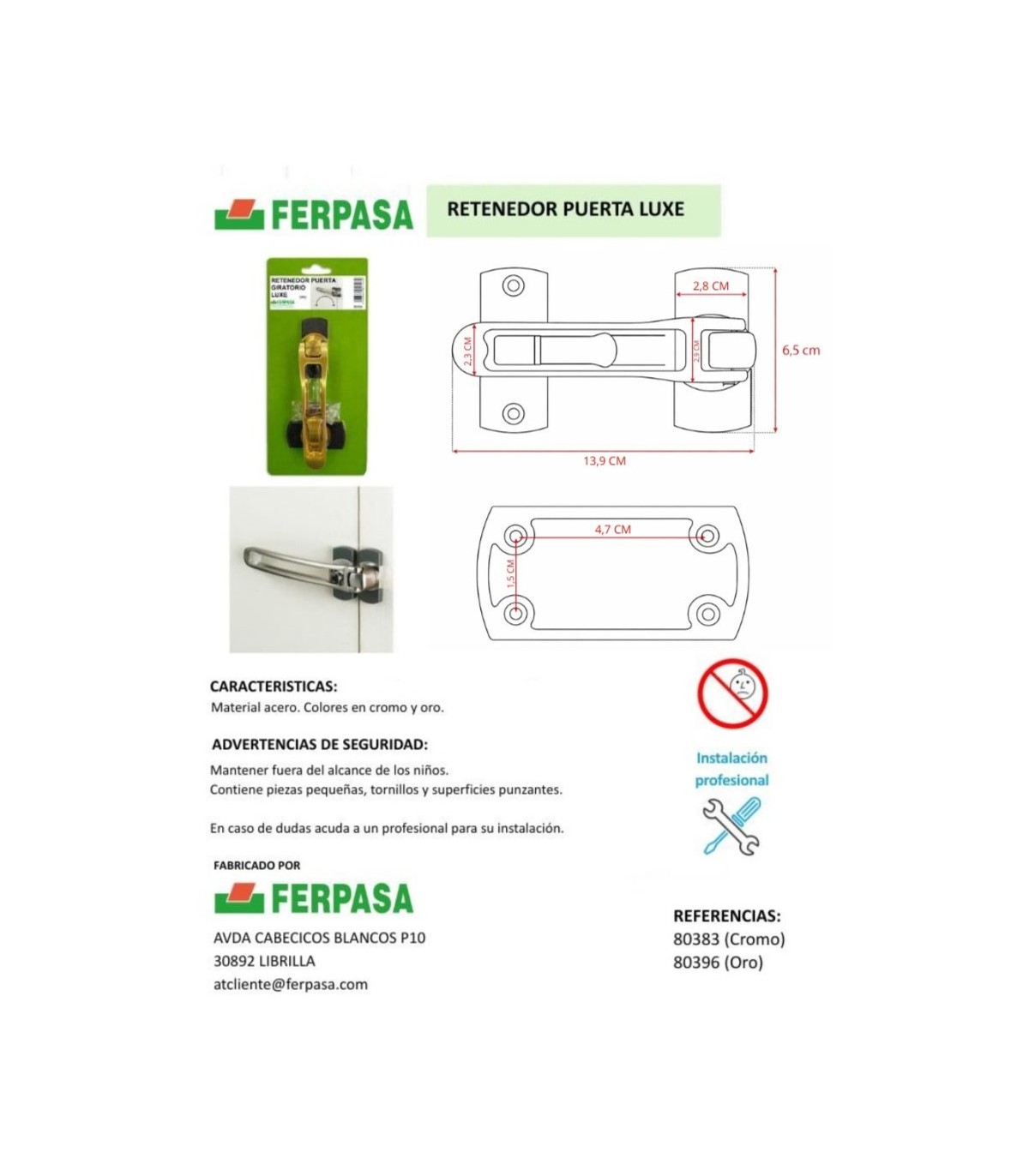 Retenedor Giratorio Puerta Luxe