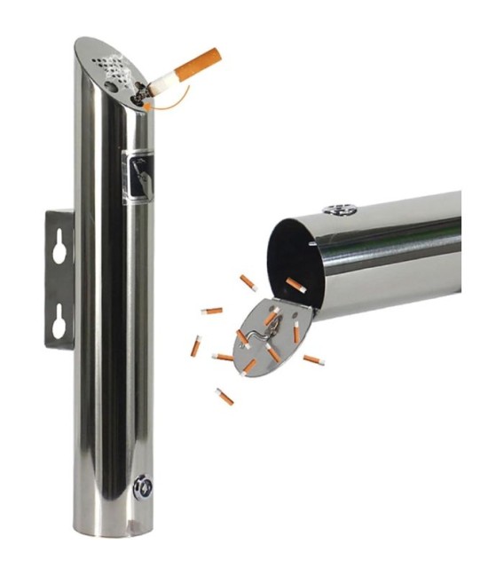 CENICERO PARED TUBULAR ACERO INOX 29X6 CM