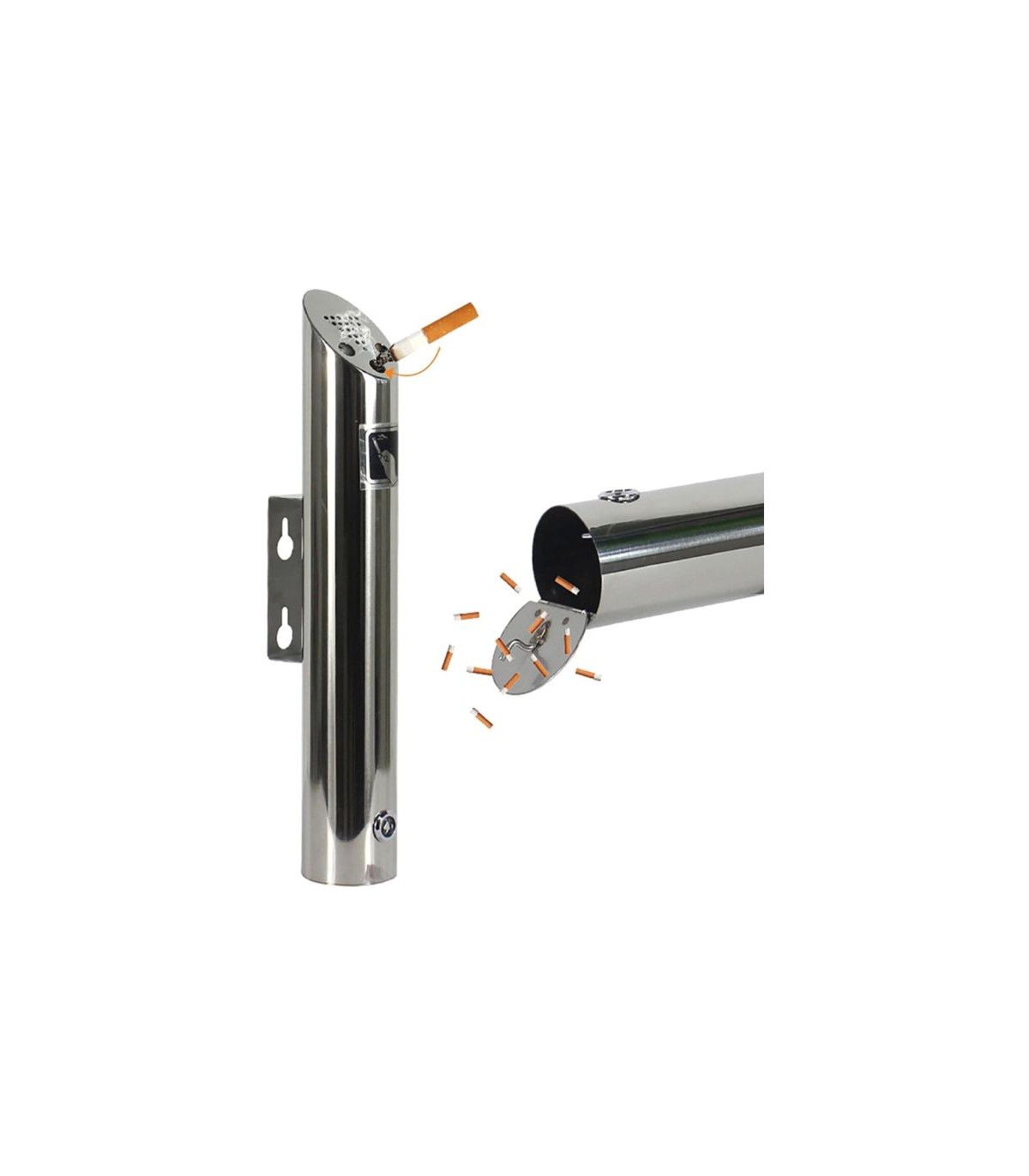 CENICERO PARED TUBULAR ACERO INOX 29X6 CM