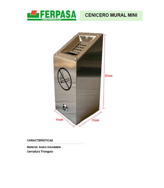 CENICERO PARED MINI ACERO INOX