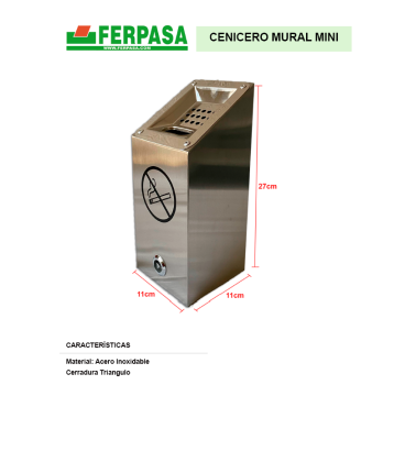 CENICERO PARED MINI ACERO INOX