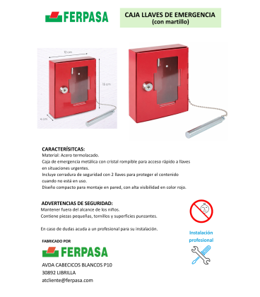CAJA LLAVES DE EMERGENCIA 150X120X40 MM