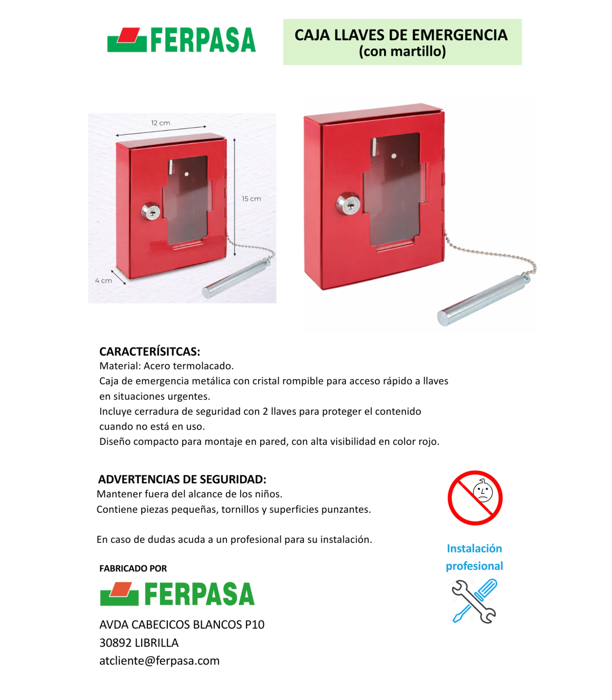 CAJA LLAVES DE EMERGENCIA 150X120X40 MM