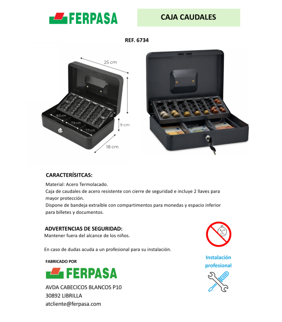 Caja de Caudales con Bandeja Contadora de Monedas/Billetes