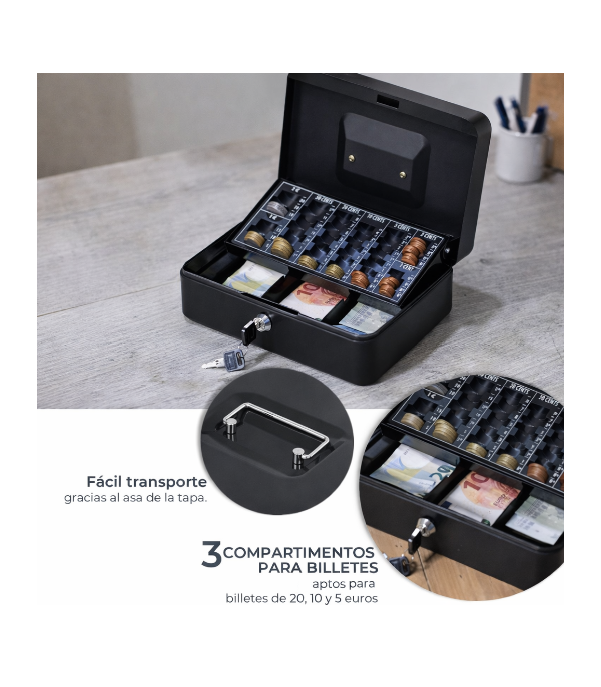 Caja de Caudales con Bandeja Contadora de Monedas/Billetes