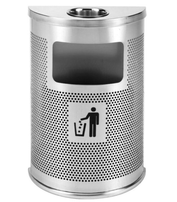PAPELERA MOD WAVE SEMICIRCULAR C/CENICERO INOX