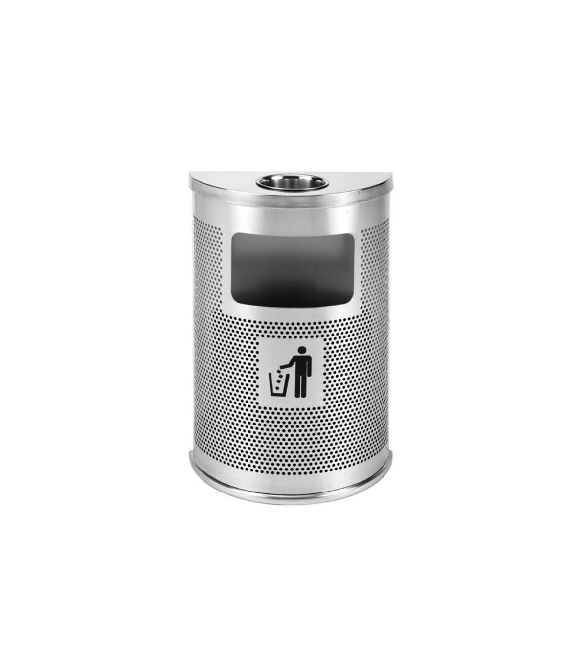 PAPELERA MOD WAVE SEMICIRCULAR C/CENICERO INOX