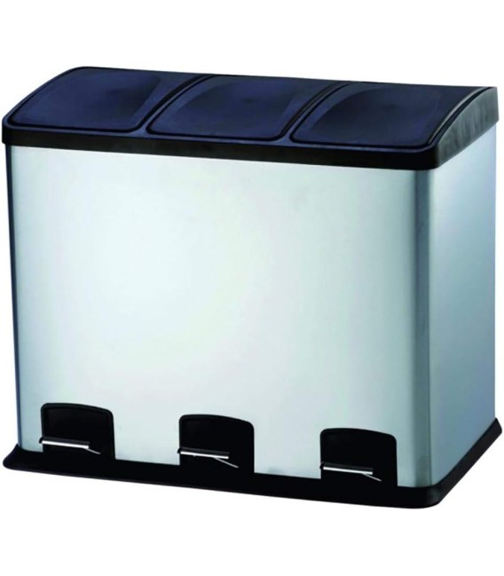 CUBO BASURA RECLICAJE ACERO INOX 3 COMPARTIMENTOS