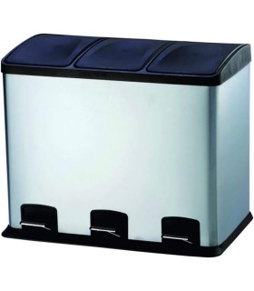 CUBO BASURA RECLICAJE ACERO INOX 3 COMPARTIMENTOS