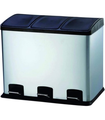 CUBO BASURA RECLICAJE ACERO INOX 3 COMPARTIMENTOS
