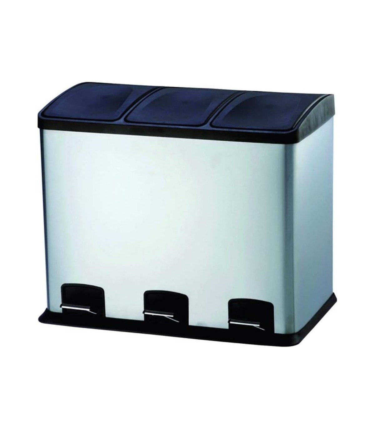 CUBO BASURA RECLICAJE ACERO INOX 3 COMPARTIMENTOS