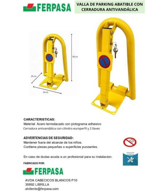 VALLA PARKING MOD AMARILLA C/CERR ANTIVANDÁLICA