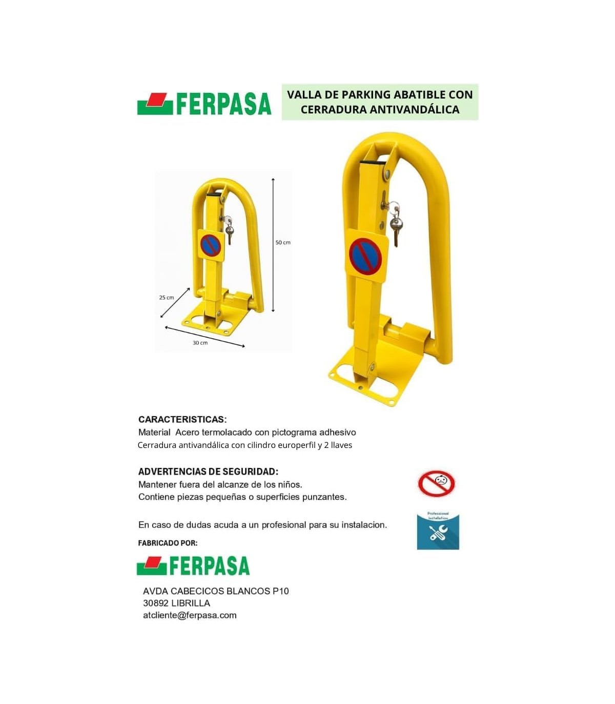 VALLA PARKING MOD AMARILLA C/CERR ANTIVANDÁLICA