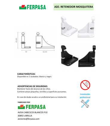 Jgo. de Retenedores para Mosquitera Enrollable