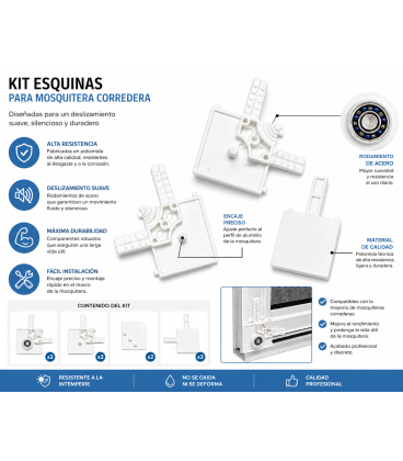 Kit Escuadras para Mosquitera Corredera con Rodamiento