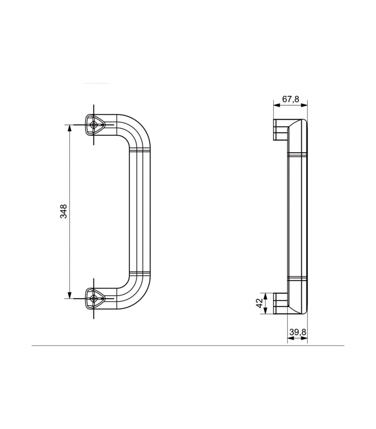 TIRADOR CURVE DOBLE ACODADO 390 mm