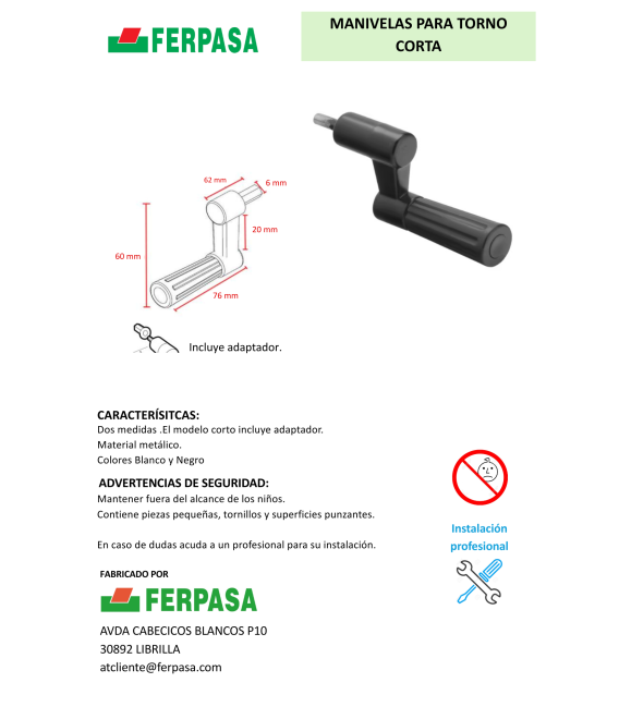 Manivela para Torno
